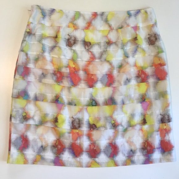 Ann Taylor Petite Colorful Watercolor Skirt - Picture 3 of 5